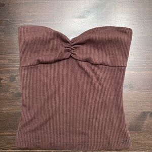 Urban Outfitters BDG Brown Carla Sweetheart Neckline Ribbed Knit Tube Top